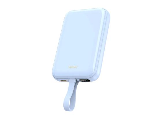 WIWU Wi-P024 10000mAh Magnetic Wireless Charging Power Bank PD 20W Fast Charging Battery Pack with Built-in Cable - Blue